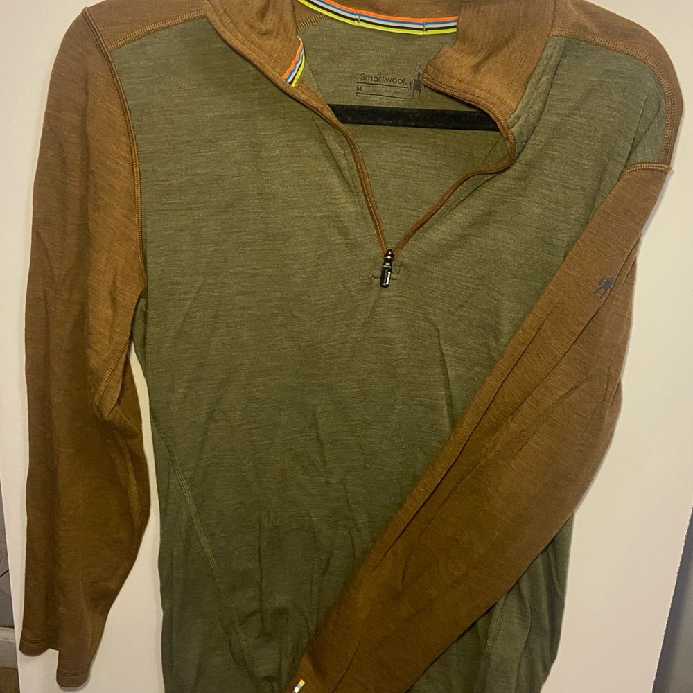 Smartwool Men's Classic Thermal Merino Base Layer 1/4 ZipWinter Moss-Fox Brown M